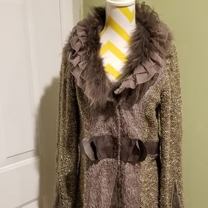 Fur & Leather Jacket Sweater Jacket